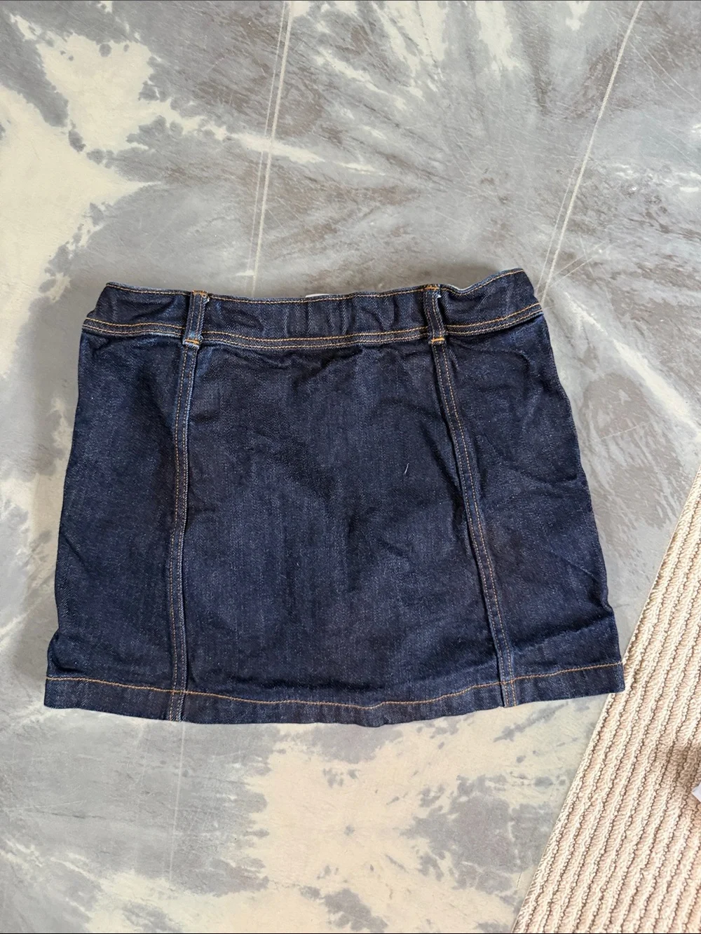 Burberry Girls Dark Blue Denim Skirt with Tan Stitching